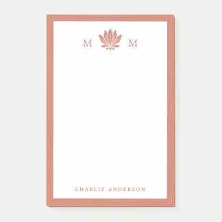 Terrakotta Brun Lotus Monogram Post-it Block