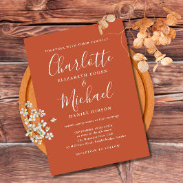 Terrakotta Budget Bröllopsinbjudan med Foto och Sk