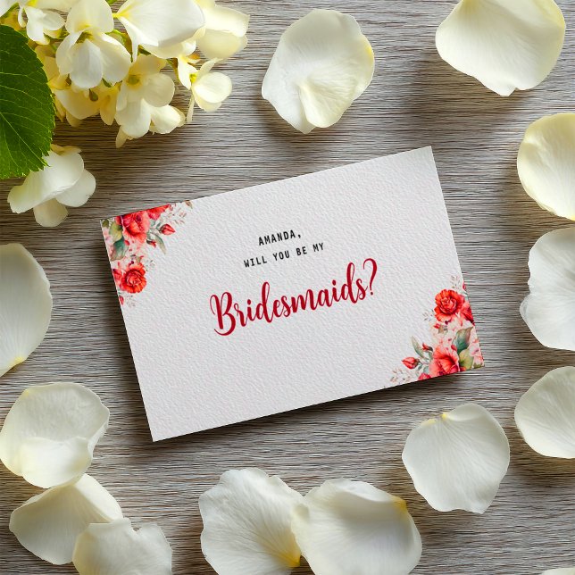 Terrakotta Burgunder Rosa Blommig Brudtärna Vykort (Skapare uppladdad)