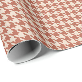 Terrakotta & Crème Houndstooth-mönster | Varmt Presentpapper