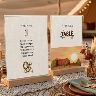 Terrakotta Desert Boho Viral Stylo klassiskt bröll Bordsnummer