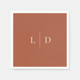 Terrakotta Elegant Minimalist Monogram Bröllop Pappersservett
