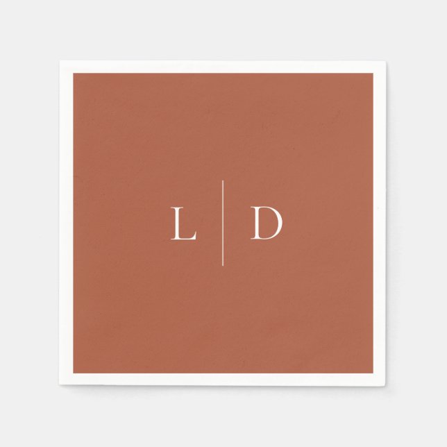 Terrakotta Elegant Minimalist Monogram Bröllop Pappersservett (Framsidan)