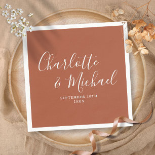 Terrakotta Elegant Script Minimalistisk Pappersservett