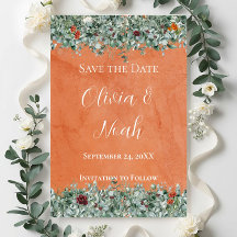 Terrakotta Eucalyptus Burgundy Orange Blommig STD