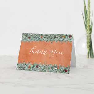 Terrakotta Eucalyptus Burgundy Orange Blommor Tack Kort