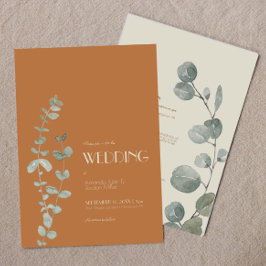 Terrakotta Eukalyptus Dekor Allt-i-ett Bröllop Inbjudningar