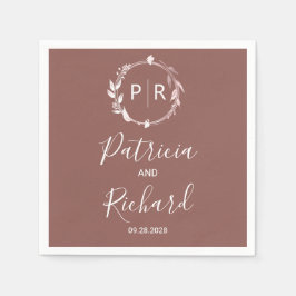 Terrakotta falska folie Monogram bröllopsservetter Pappersservett