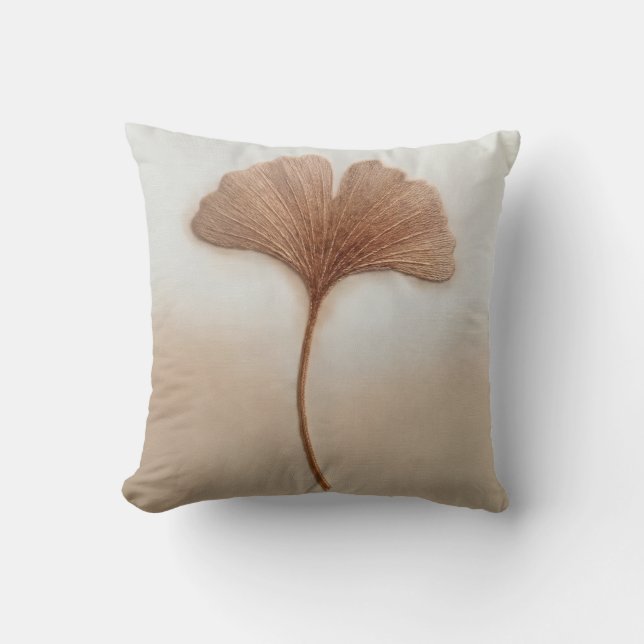 Terrakotta Ginkgo Biloba Blad Minimalistisk Modern Kudde (Framsida)