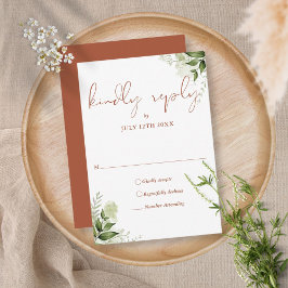 Terrakotta Grönska Blommig Elegant Bröllop OSA Kort