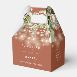 Terrakotta grönska sladdljus monogram bröllop presentaskar