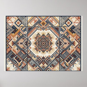 Terrakotta Guld Geometrisk Gobeläng Mönster Affisc Poster