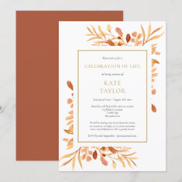 Terrakotta Guld Löv Firande Av Livet Inbjudningar