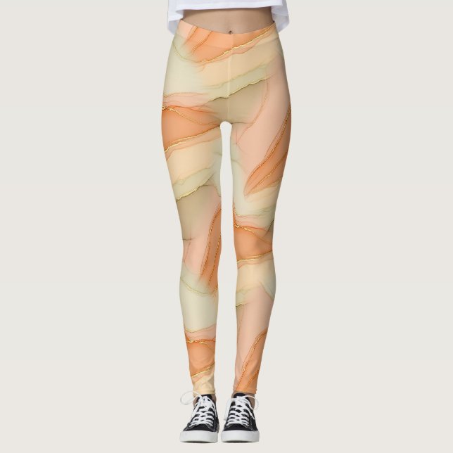 Terrakotta Guldåder Marmor - Varm Lyx (4)      Leggings (Framsida)