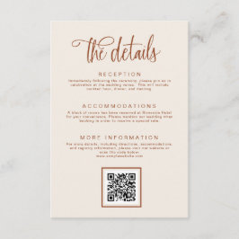 Terrakotta Handskriven Kalligrafi Bröllopsdetaljer Tilläggskort
