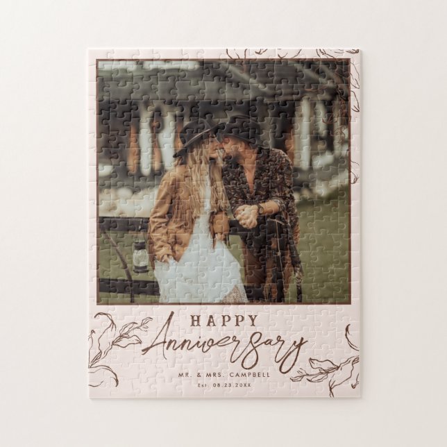 Terrakotta | Herr & Fru Lycklig Bröllop-årsdagen Pussel (Vertikal)