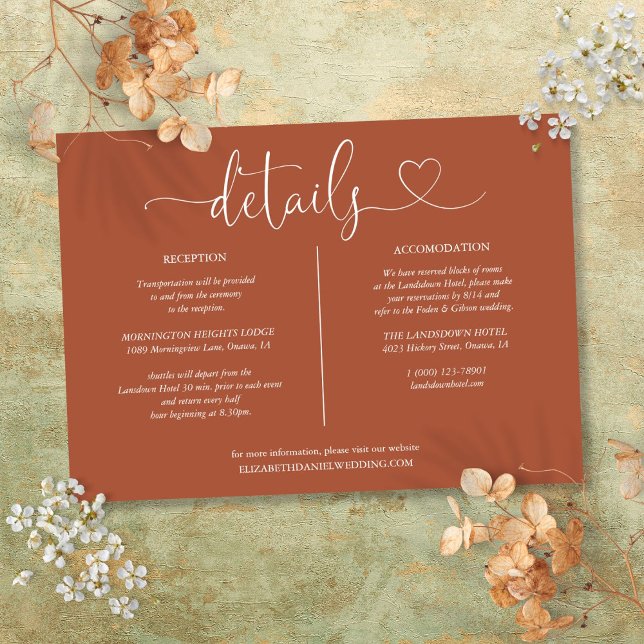 Terrakotta Hjärtmanus Detaljer Information Inbjudningar (Terracotta Heart Script Details Information Invitation)