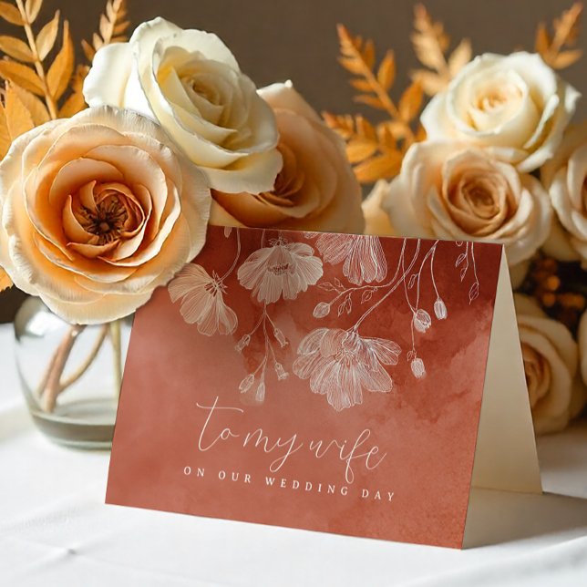 Terrakotta Hökt Bröllopsdagskort till Hustru Tack Kort (To My Wife - Wedding Card)