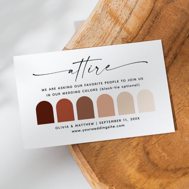 Terrakotta höstbröllop klänkod palette tilläggskort (Skapare uppladdad)
