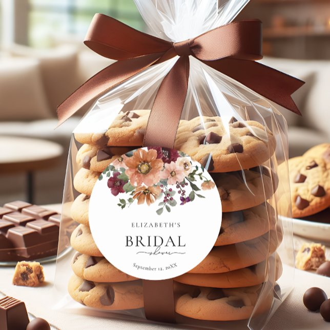 Terrakotta höstens blomsterbröllopsfest runt klistermärke (Skapare uppladdad)