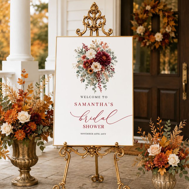Terrakotta höststilat välkomstskylt för bröllopsfe poster (Terracotta autumn style bridal shower welcome sign

)