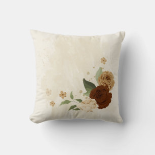 terrakotta jordton blommig kudde