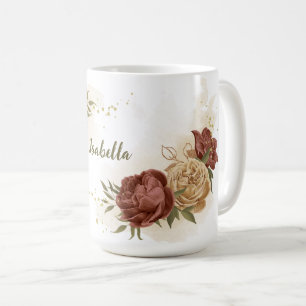 terrakotta jordton blomster grönska kaffemugg