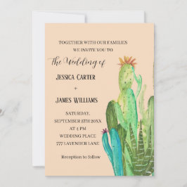 Terrakotta Kaktus Öken Mexiko Akvarell Bröllop Inbjudningar