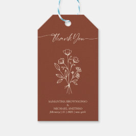 Terrakotta Kalligrafi Boho Botaniska Tack Presentetikett