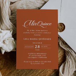 Terrakotta Kalligrafi Mis Quince Quinceañera Inbjudningar