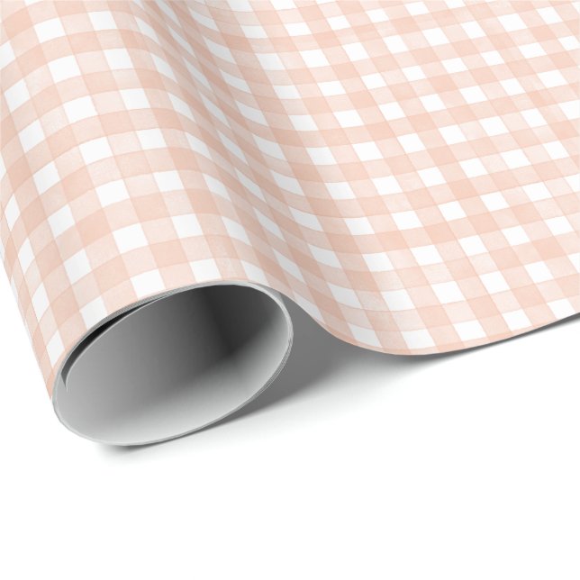 Terrakotta Klassisk Gingham Presentpapper (Rullad Hörn)