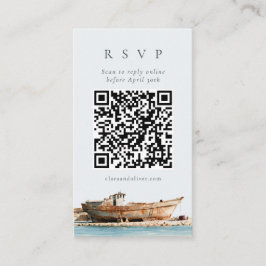 Terrakotta Kroatiska kustbåt QR-kod RSVP-kort Tilläggskort