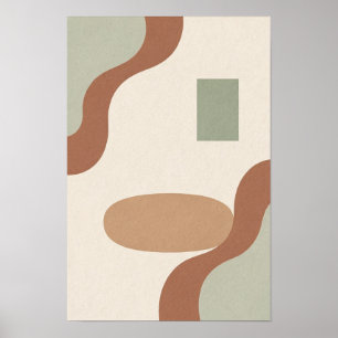 Terrakotta Kurvor med Salvieaccent Abstrakt Poster