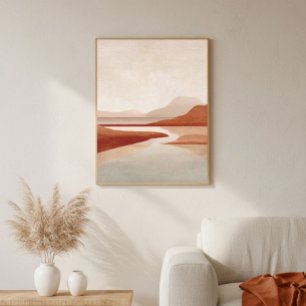 Terrakotta kustabstrakt konst för neutral dekorati poster