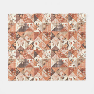 Terrakotta lapptäcke patchwork gingham Cottagecore Fleecefilt