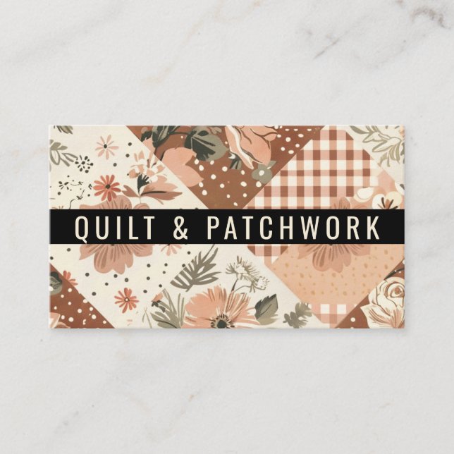 Terrakotta lapptäcke patchwork handgjorda kläder  visitkort (Framsida)