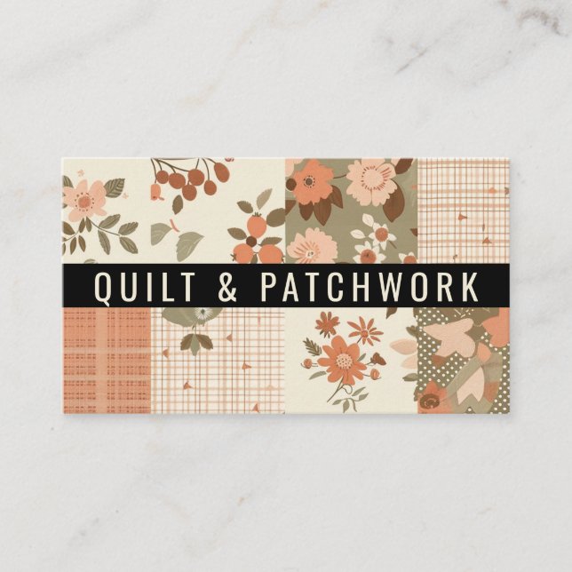 Terrakotta lapptäcke patchwork handgjorda kläder  visitkort (Framsida)
