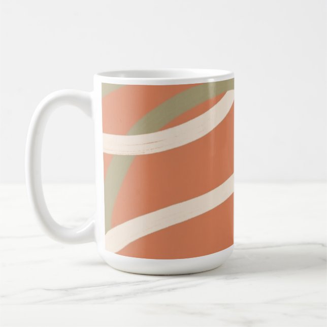 Terrakotta Linjemönster | Kräm & Oliv  Kaffemugg (Vänster)