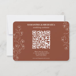 Terrakotta Liten Blommig Qr Bröllopswebbplats Deta OSA Kort