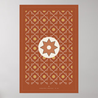 Terrakotta Marockansk Kakel Mönster Väggkonstaffis Poster