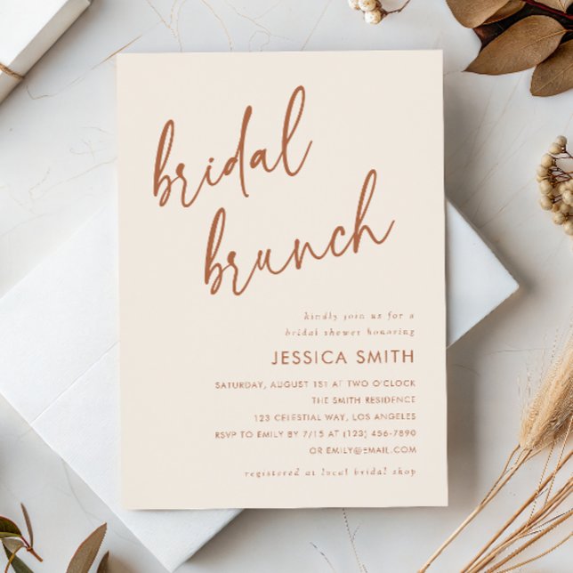 Terrakotta Minimal Boho Bröllopsbrunch Inbjudningar (Skapare uppladdad)