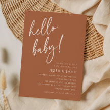 Terrakotta Minimal Boho Hej Bebis Baby Shower