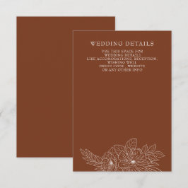 Terrakotta Minimal Elegant Blommig Skiss Bröllop Tilläggskort