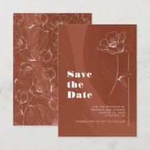 Terrakotta Minimalist Boho Blommig Spara Datum