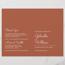 Terrakotta Minimalist Script Bröllopsprogram