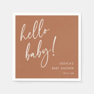 Terrakotta Modern Boho Hej Bebis Baby Shower Pappersservett