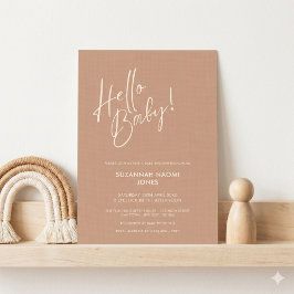Terrakotta Modern Minimalist Hej Bebis Baby Shower Inbjudningar