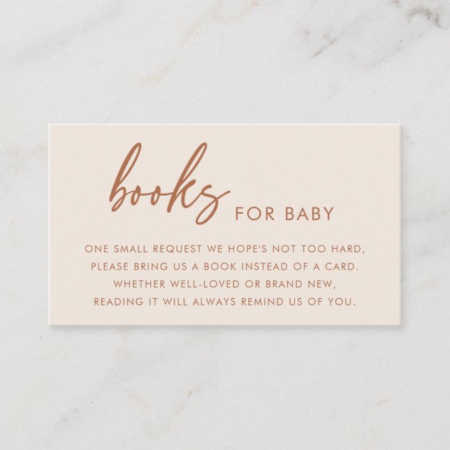 Terrakotta Modern Minimalistiska Böcker för Baby S Tilläggskort (Framsida)