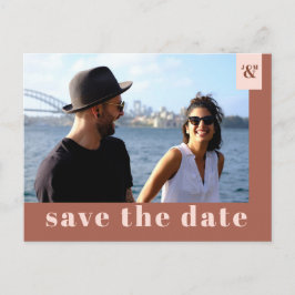 Terrakotta Modern Typsnitt Foto Spara Datum Inbjudan Vykort