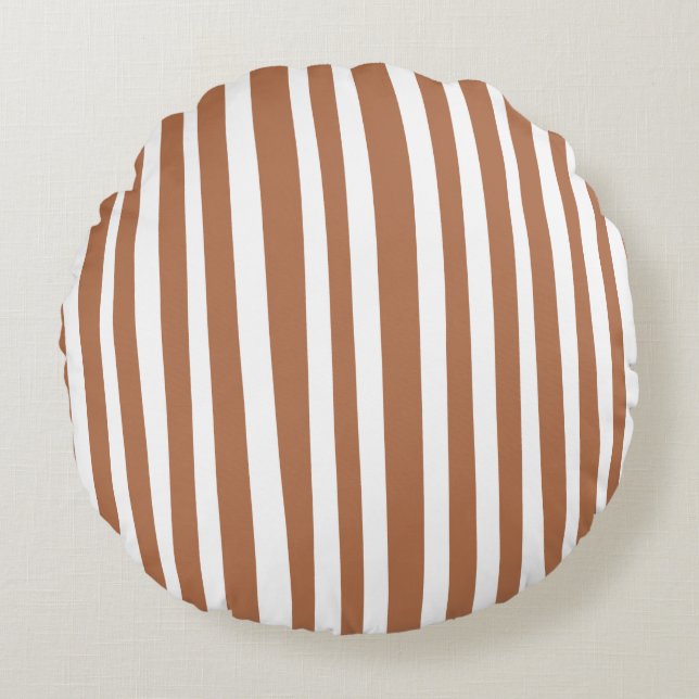 Terrakotta Moderna Ränder Minimalistisk  Rund Kudde (Framsidan)